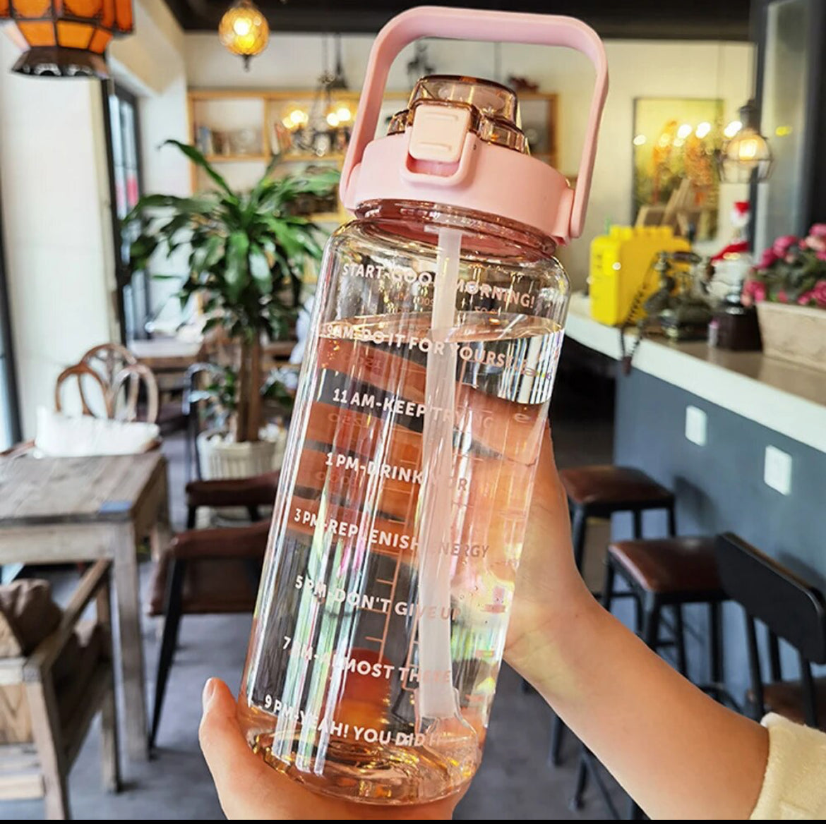 2000ml large capacity plastic straw water cup portable travel bottle sports fitness cup